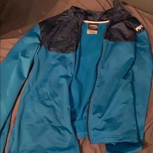 blue and dark blue men’s large AND1 jacket